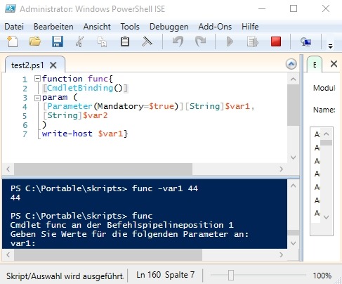 PowerShell Übergabe von Variablen an ein Skript (Param)