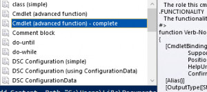 Preview Powershell ISE - Snippet | Templates