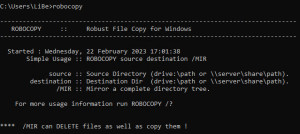 Preview Robocopy example - server relocation