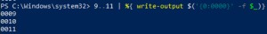 Preview Powershell Befehle in der Konsole