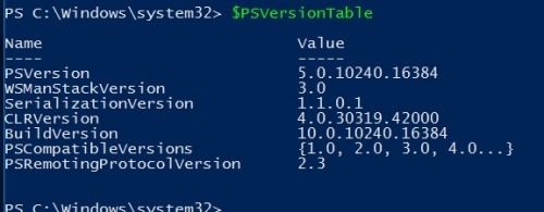 Preview PowerShell Version anzeigen: get-host