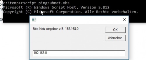 Preview vbscript um mehrere IP Adressen bzw ein Subnet zu pingen